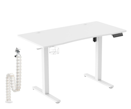 Biurko gamingowe Silver Monkey Biurko elektryczne ED-120 white + Prowadnica kablowa EE-120